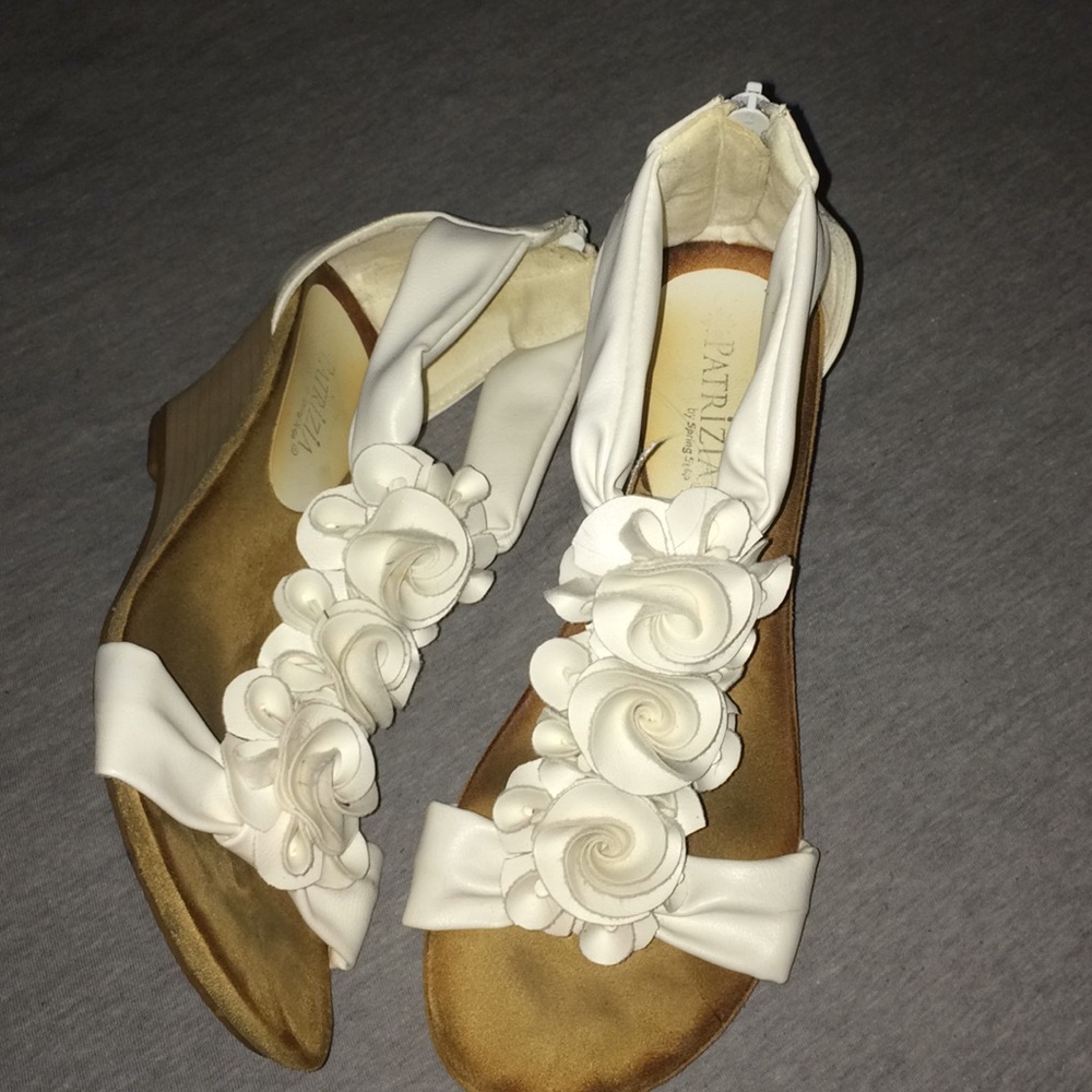 White Patrizia by Spring Step Flower Wedges